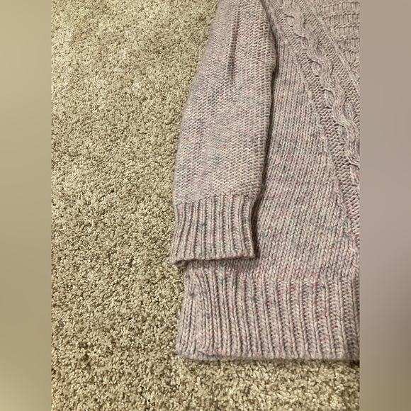Women American eagle tunic overhead crewneck cable knit sweater pink purple m - Picture 8 of 10